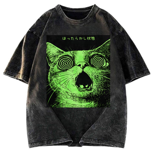 Tokyosol Confused Cat Japanese Washed T-Shirt