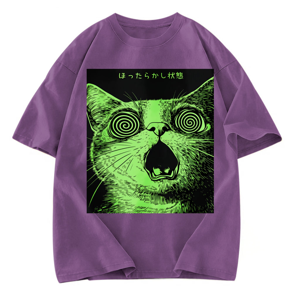 Tokyosol Confused Cat Japanese Washed T-Shirt