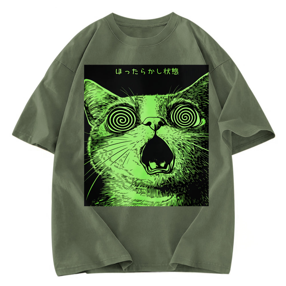 Tokyosol Confused Cat Japanese Washed T-Shirt