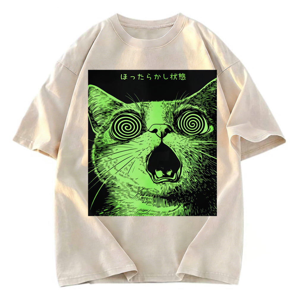 Tokyosol Confused Cat Japanese Washed T-Shirt