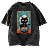 Tokyosol Ramen Fanatic Cat Washed T-Shirt