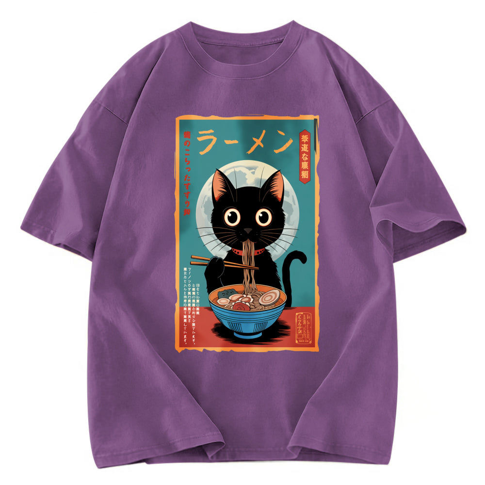 Tokyosol Ramen Fanatic Cat Washed T-Shirt