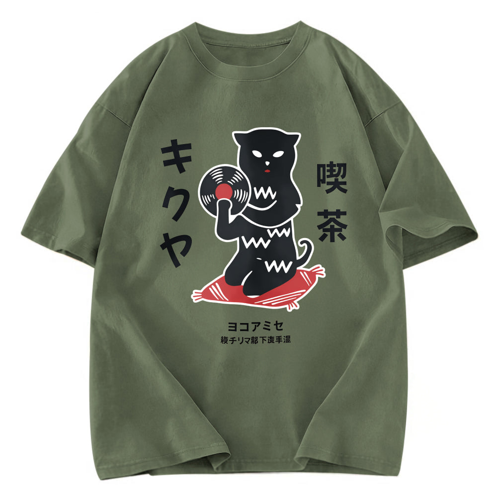 Tokyosol Vintage Black Cat Japanese Washed T-Shirt