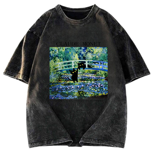 Tokyosol Water Lilies And Japanese Bridge Washed T-Shirt