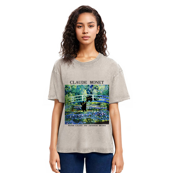 Tokyosol Water Lilies And Japanese Bridge Washed T-Shirt