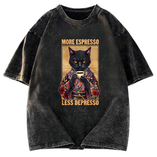 Tokyosol More Espresso Less Depresso Funny Washed T-Shirt