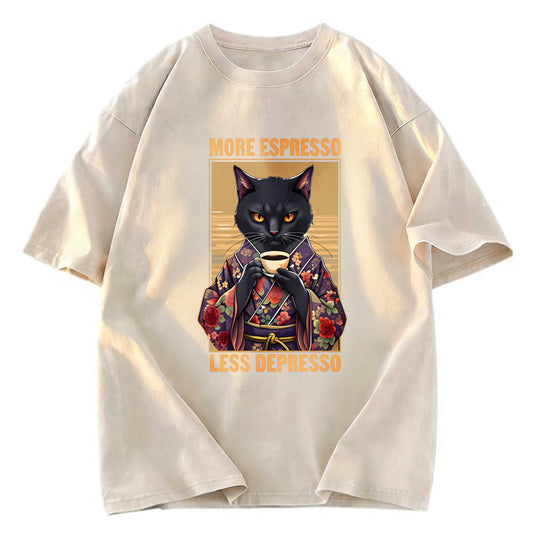 Tokyosol More Espresso Less Depresso Funny Washed T-Shirt