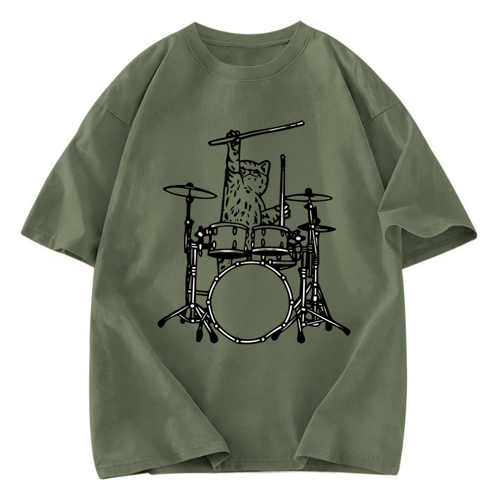 Tokyosol Handsome Cat Drummer Washed T-Shirt