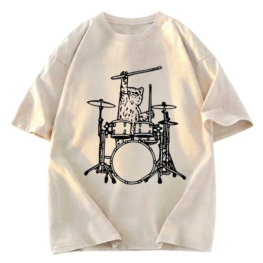 Tokyosol Handsome Cat Drummer Washed T-Shirt