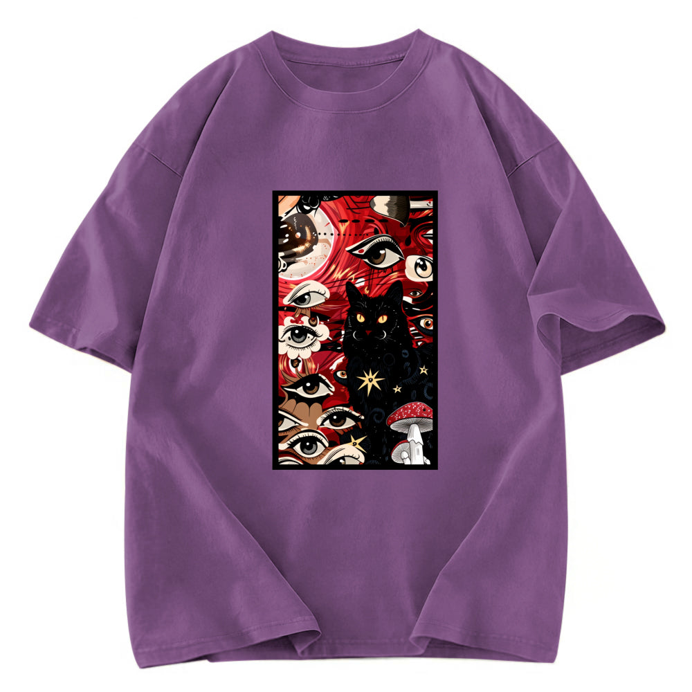 Tokyosol Psychedelic Black Cat Washed T-Shirt