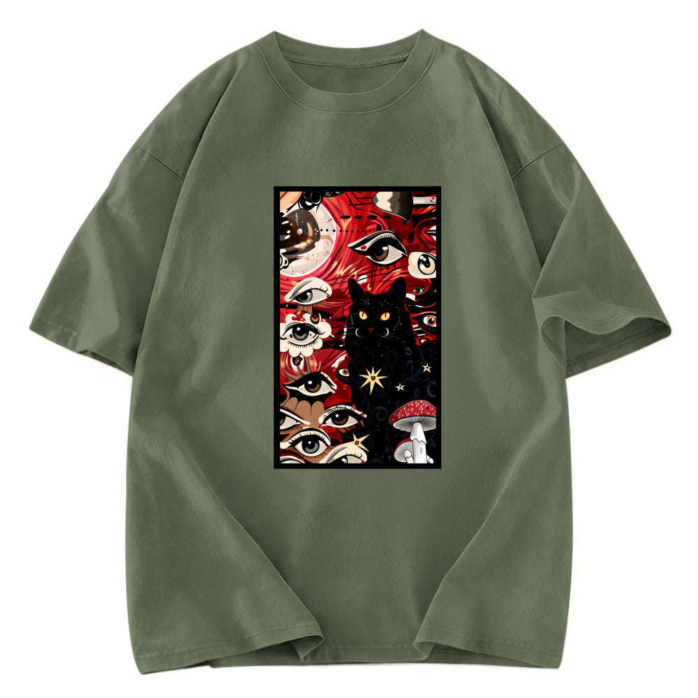 Tokyosol Psychedelic Black Cat Washed T-Shirt