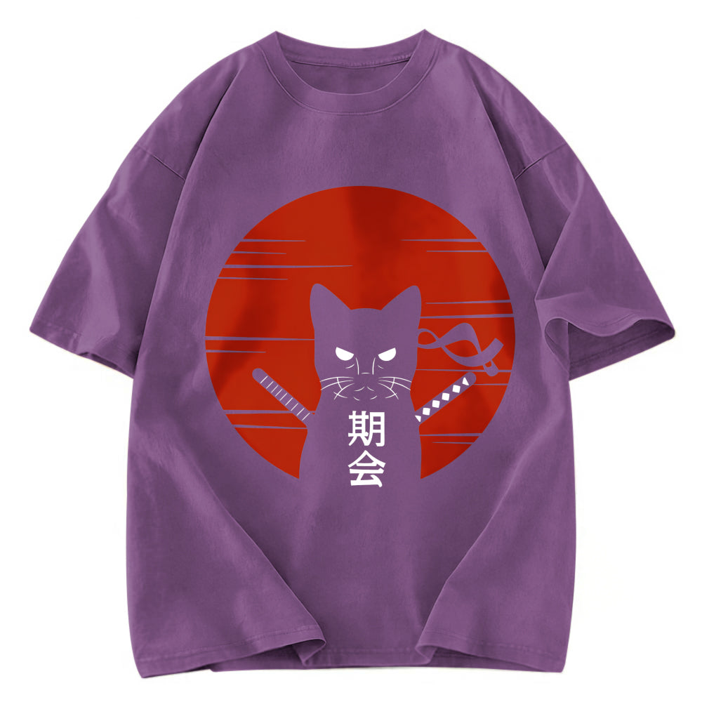 Tokyosol Japanese Ninja Cat Washed T-Shirt