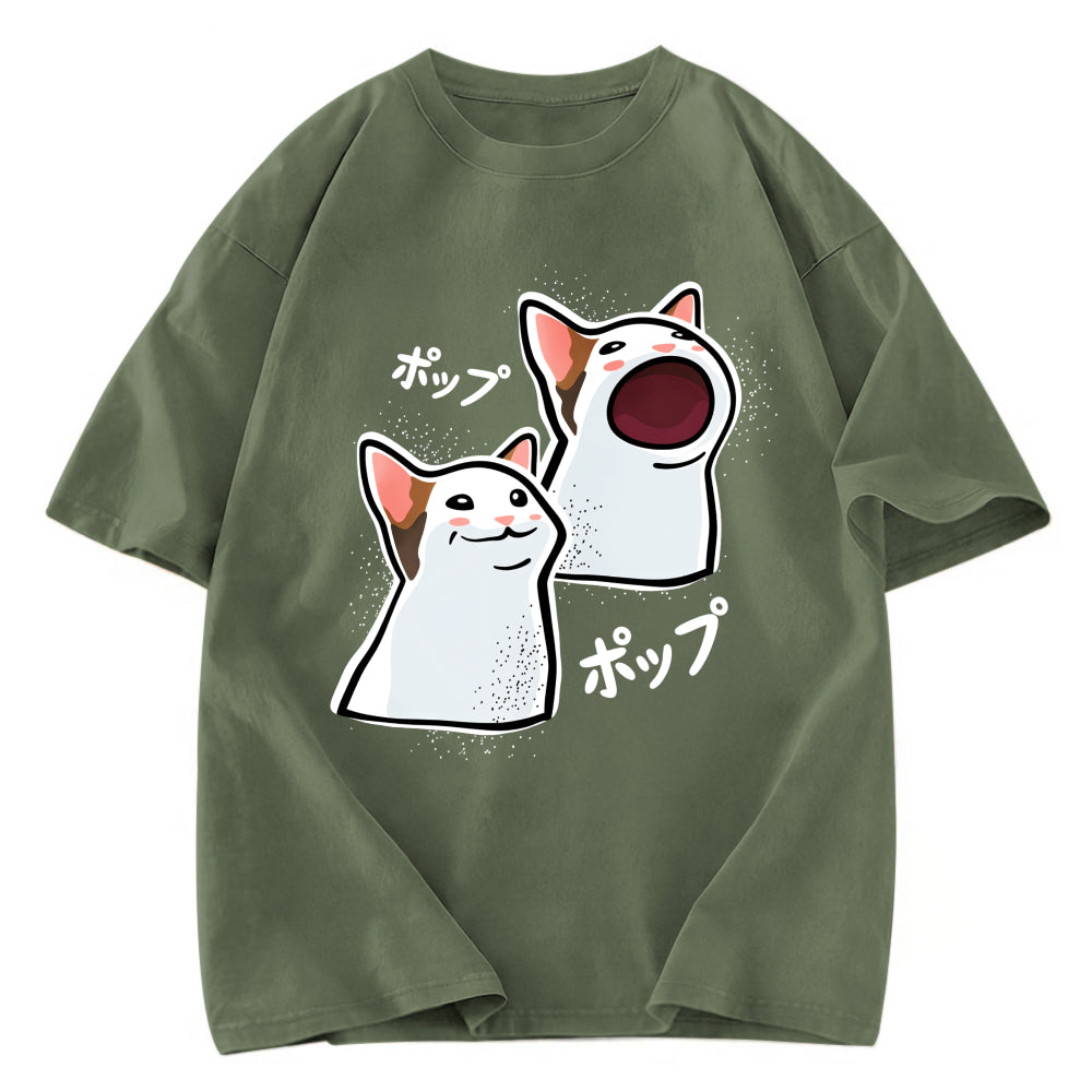 Tokyosol Popping Cat Meme Washed T-Shirt