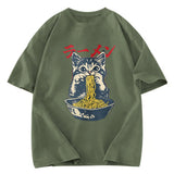 Tokyosol Cute Cat Is Eating Ramen Washed T-Shirt