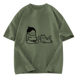 Tokyosol Warrior And Cat Are Both Hungry Washed T-Shirt