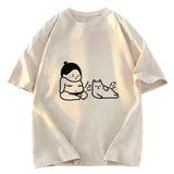 Tokyosol Warrior And Cat Are Both Hungry Washed T-Shirt