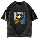 Tokyosol Funny Picasso Cat Washed T-Shirt