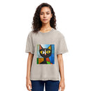 Tokyosol Funny Picasso Cat Washed T-Shirt
