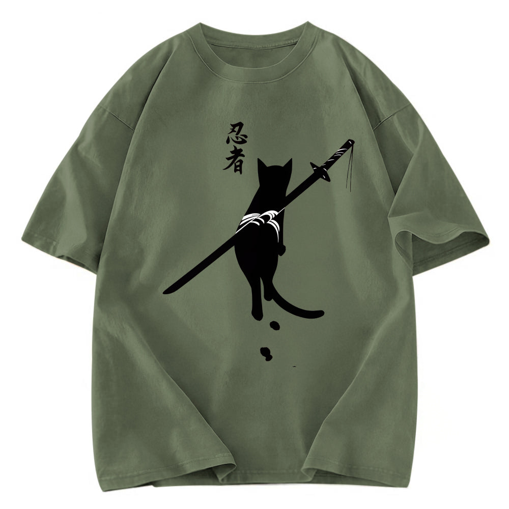 Tokyosol Lonely Cat Ninja Washed T-Shirt