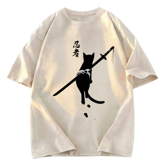 Tokyosol Lonely Cat Ninja Washed T-Shirt