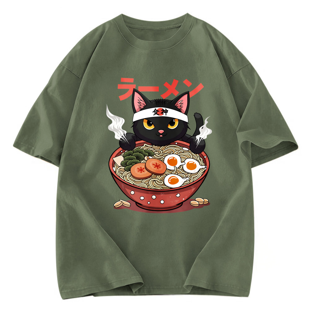 Tokyosol Ramen Lover Black Cat Washed T-Shirt
