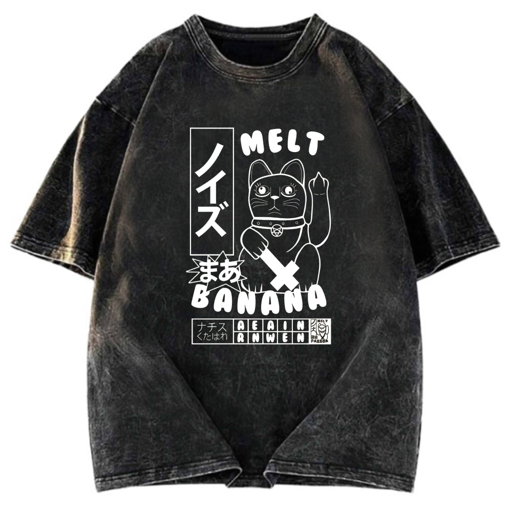 Tokyosol Melt Banana Cat Washed T-Shirt