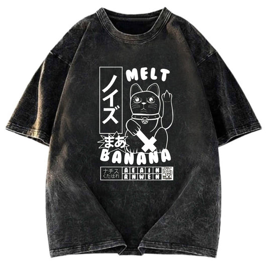 Tokyosol Melt Banana Cat Washed T-Shirt