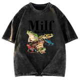Tokyosol Man I Love Frogs Meme Washed T-Shirt