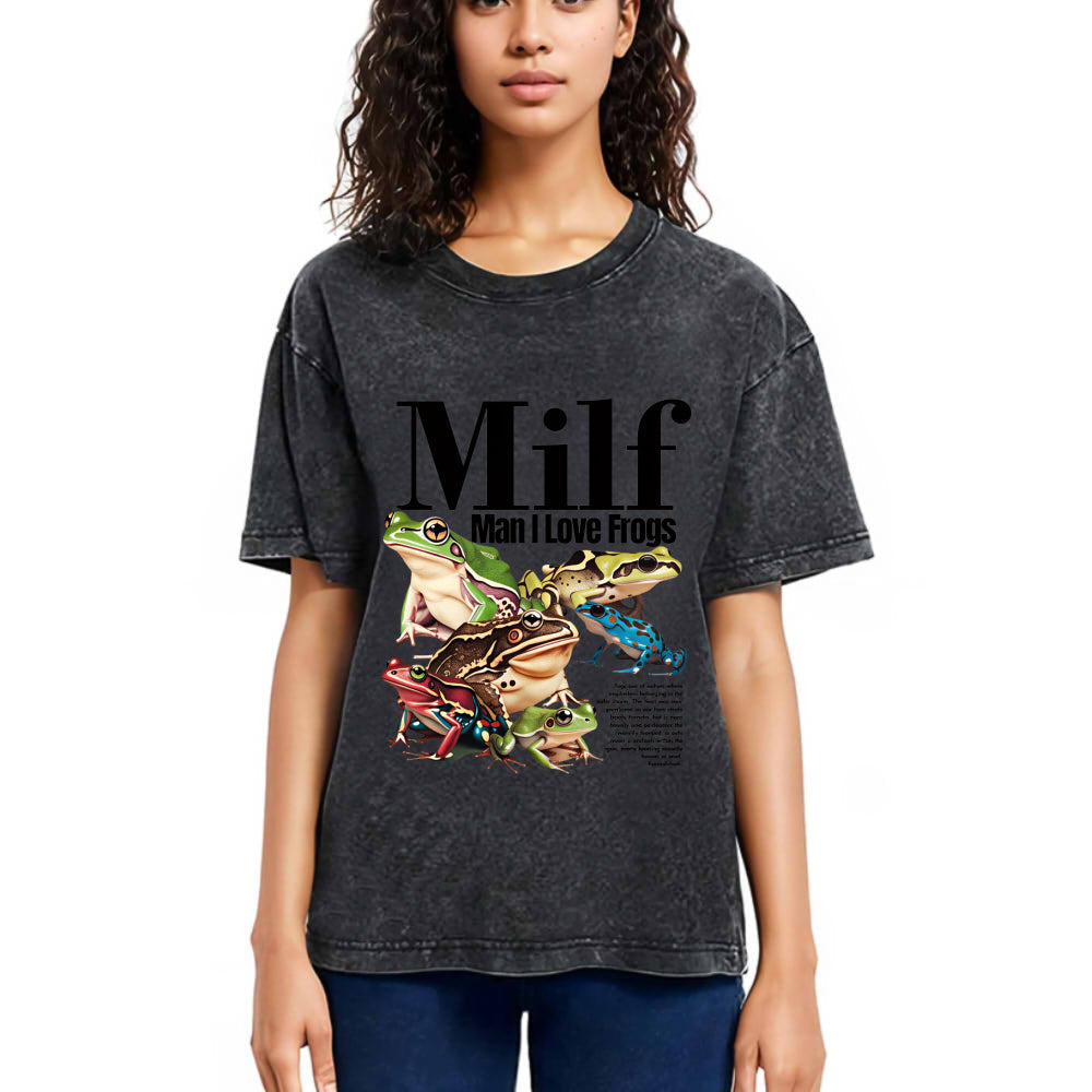 Tokyosol Man I Love Frogs Meme Washed T-Shirt