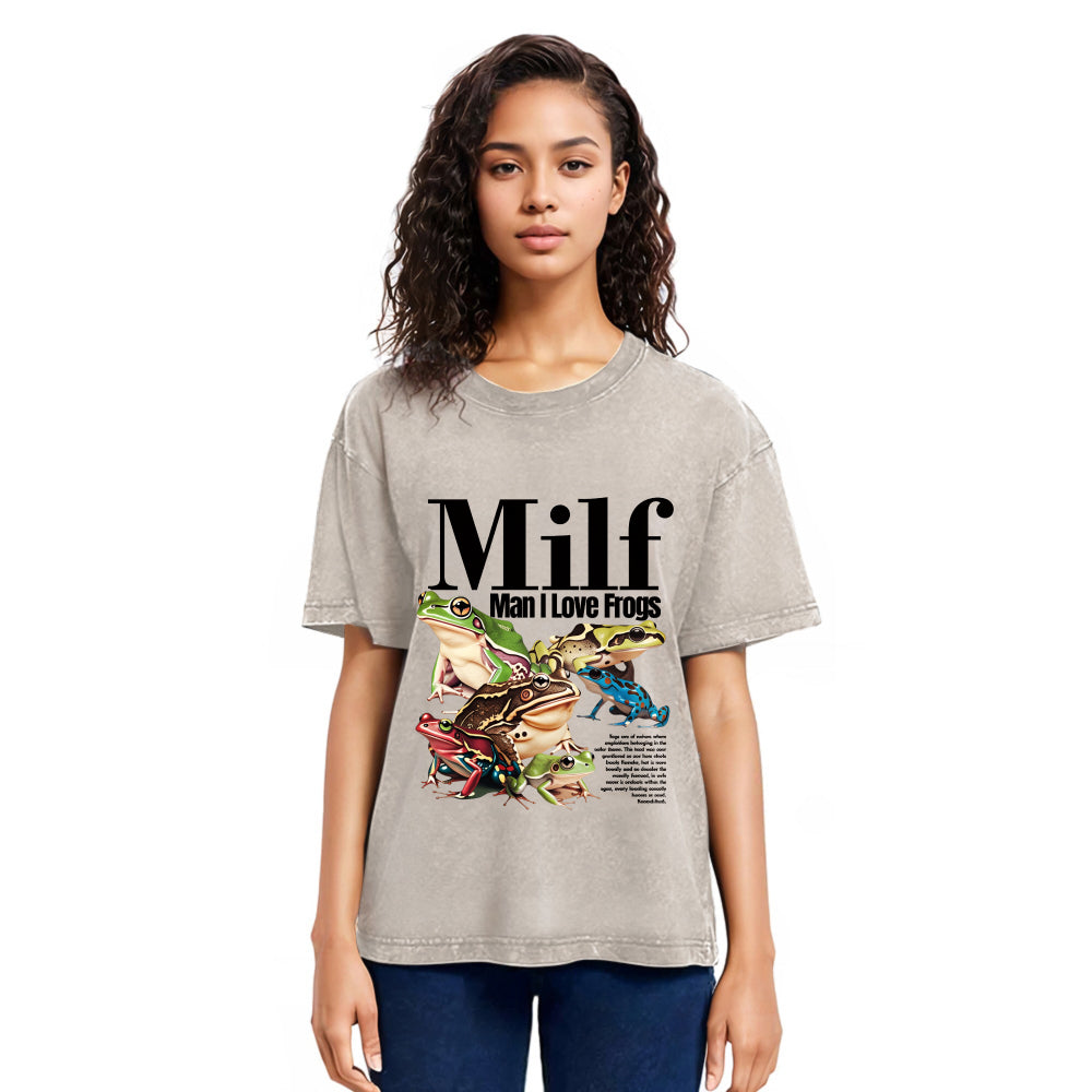 Tokyosol Man I Love Frogs Meme Washed T-Shirt