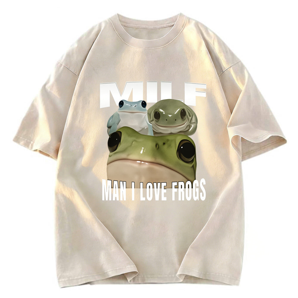 Tokyosol Man I Love Frogs Washed T-Shirt