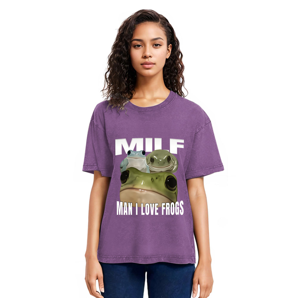 Tokyosol Man I Love Frogs Washed T-Shirt