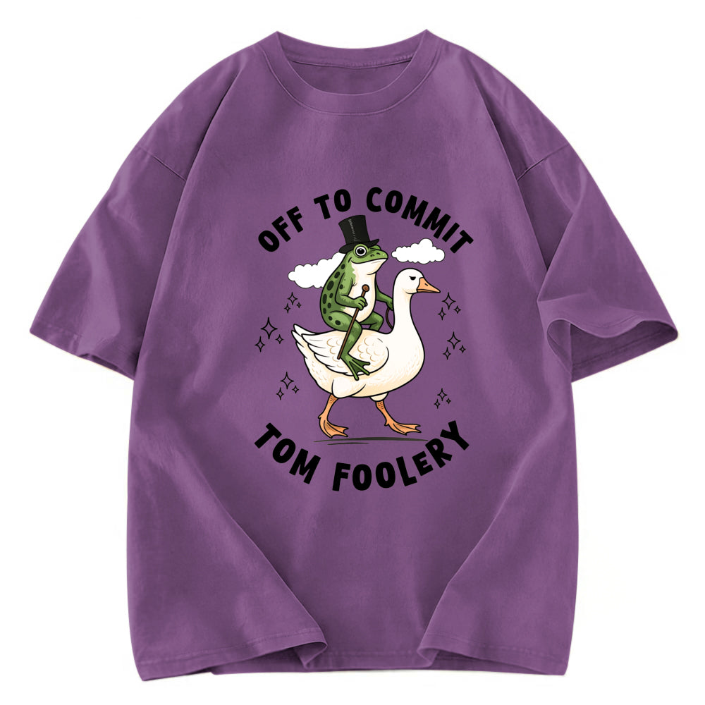 Tokyosol Frog Riding Goose Funny Sarcastic Meme Washed T-Shirt
