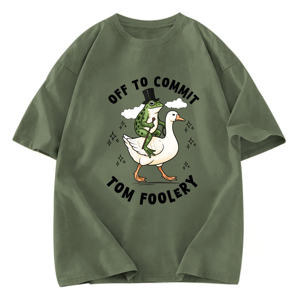 Tokyosol Frog Riding Goose Funny Sarcastic Meme Washed T-Shirt