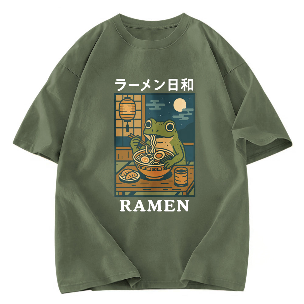 Tokyosol Japanese Frog Eating Ramen Washed T-Shirt