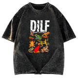 Tokyosol DILF Man I Love Frogs Funny Meme Washed T-Shirt