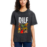 Tokyosol DILF Man I Love Frogs Funny Meme Washed T-Shirt