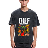 Tokyosol DILF Man I Love Frogs Funny Meme Washed T-Shirt