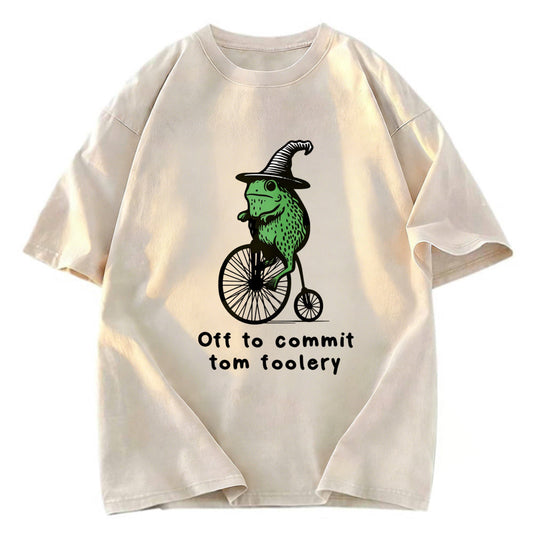 Tokyosol Frog Riding Penny-farthing Washed T-Shirt