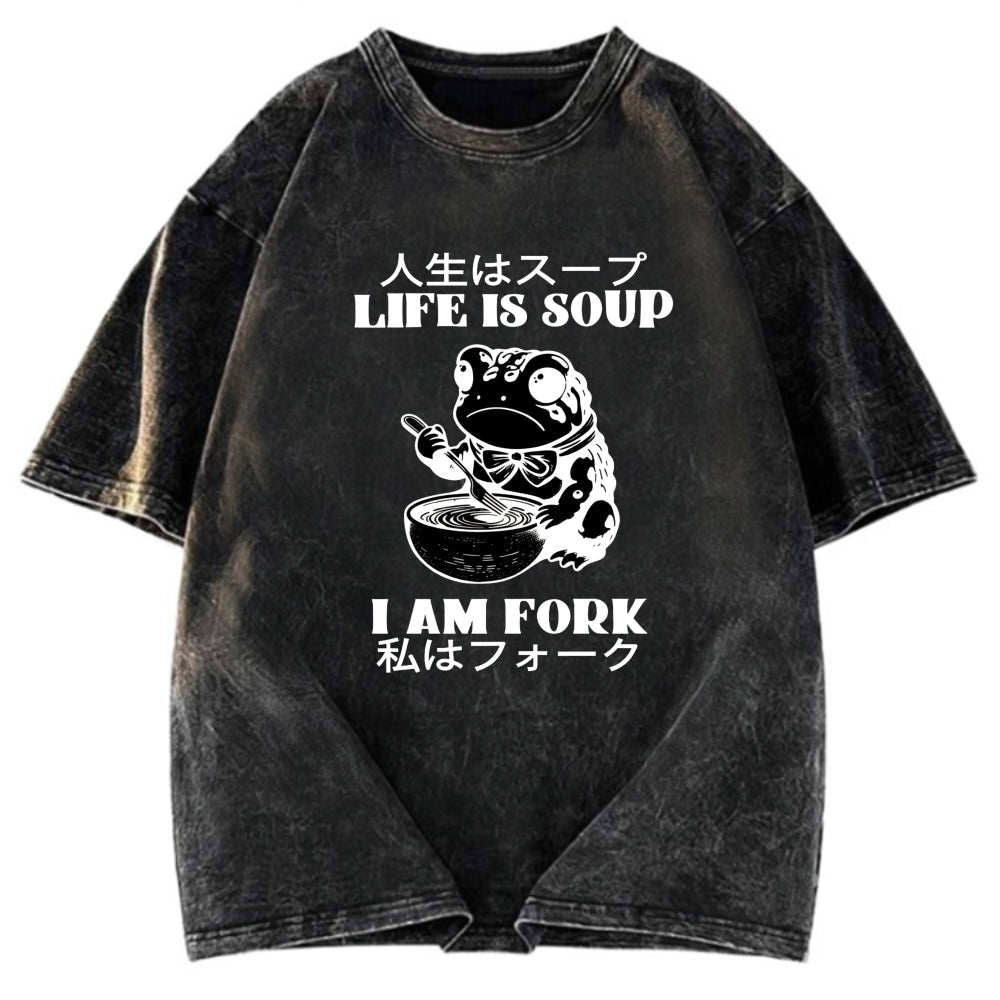 Tokyosol Life Is Soup I Am Fork Washed T-Shirt