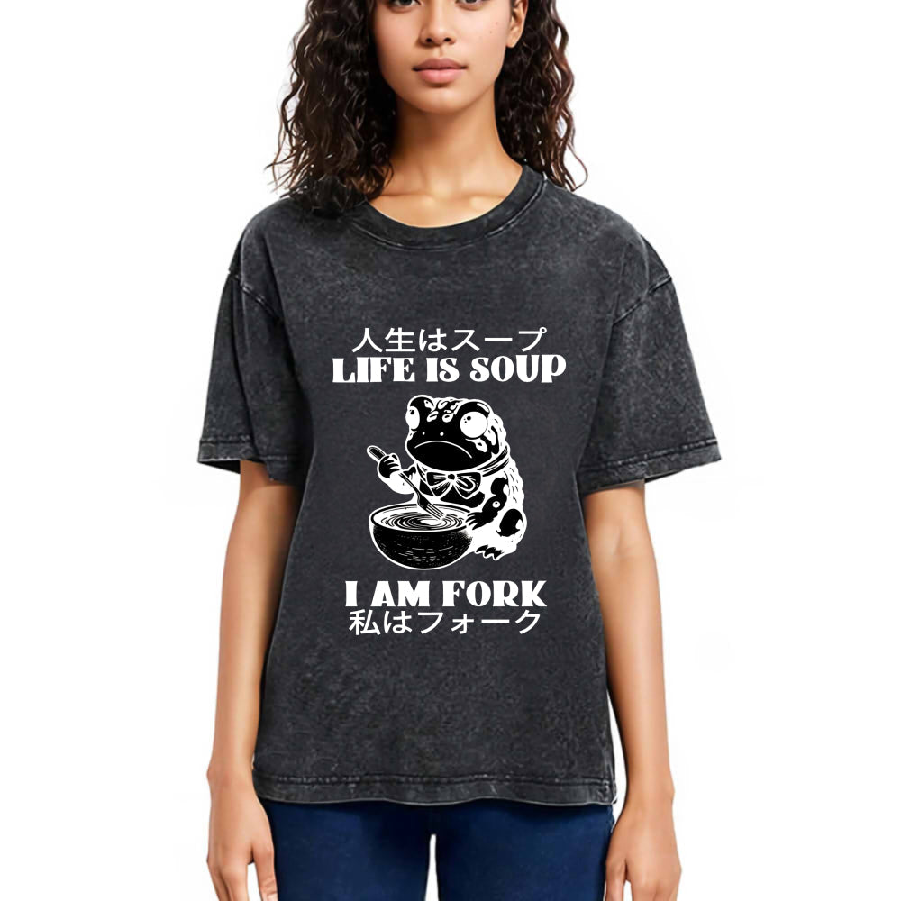 Tokyosol Life Is Soup I Am Fork Washed T-Shirt