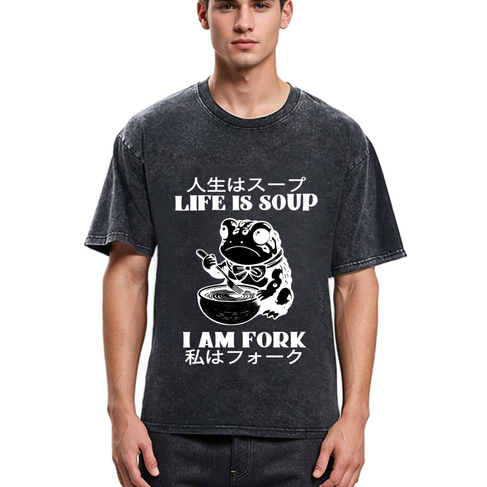 Tokyosol Life Is Soup I Am Fork Washed T-Shirt