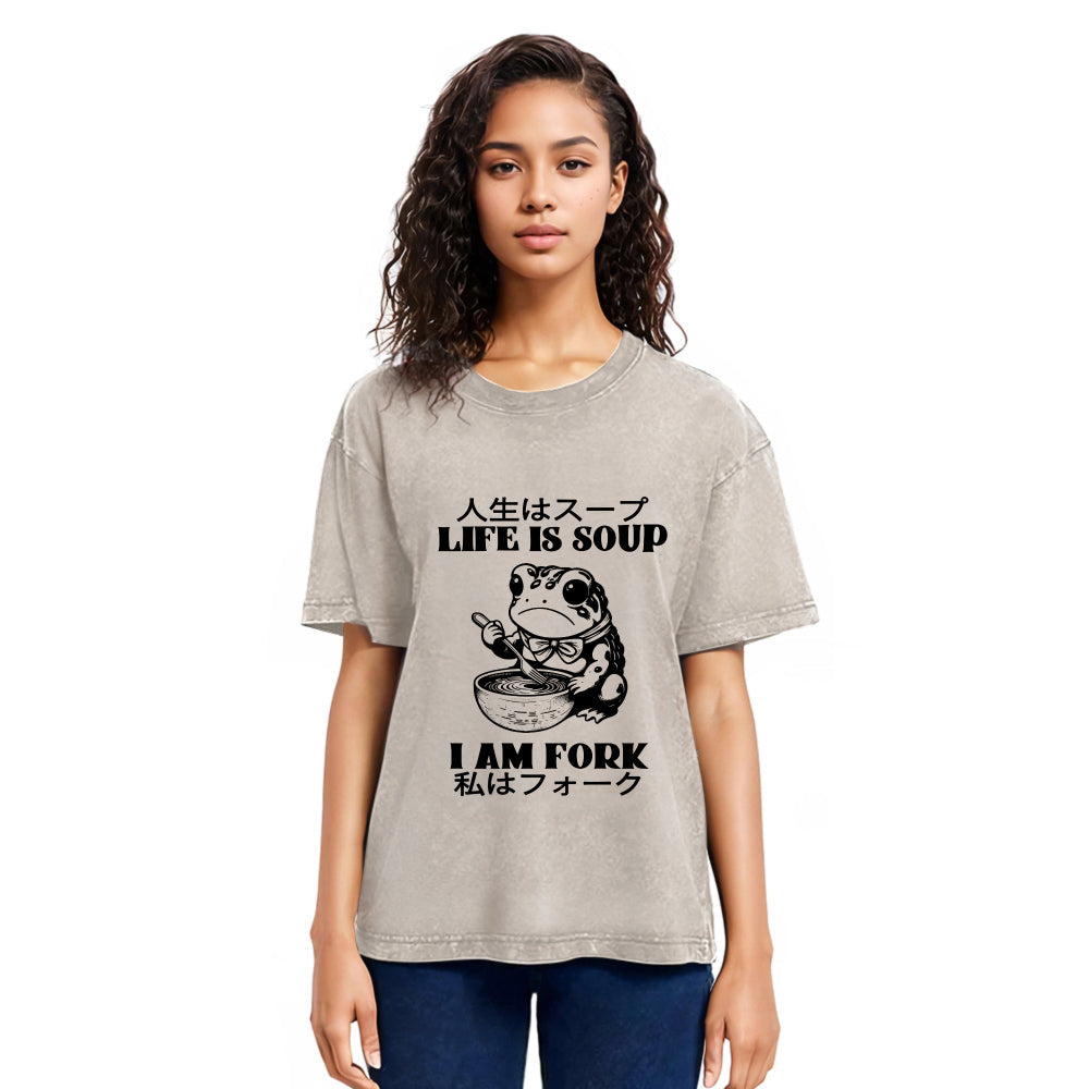 Tokyosol Life Is Soup I Am Fork Washed T-Shirt