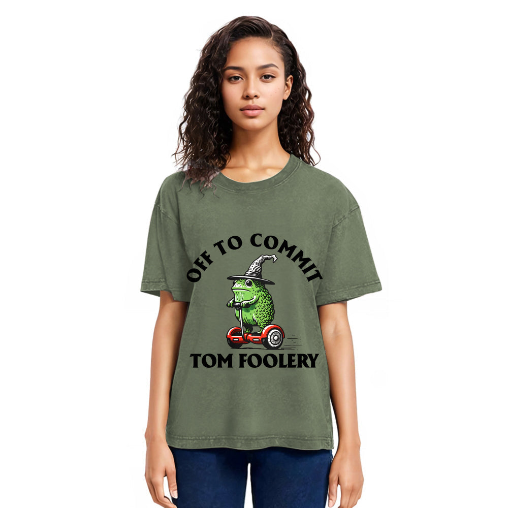 Tokyosol Off to Commit Tom Foolery Frog Meme Washed T-Shirt