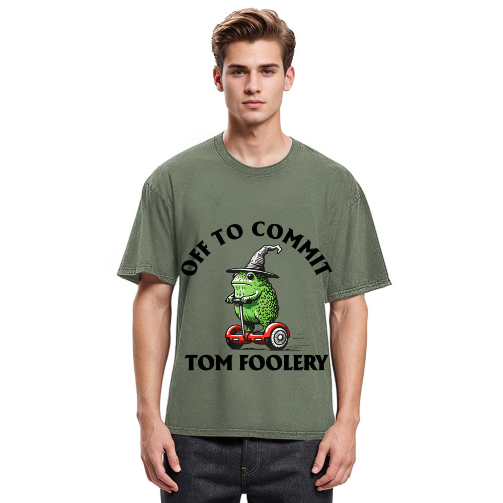 Tokyosol Off to Commit Tom Foolery Frog Meme Washed T-Shirt
