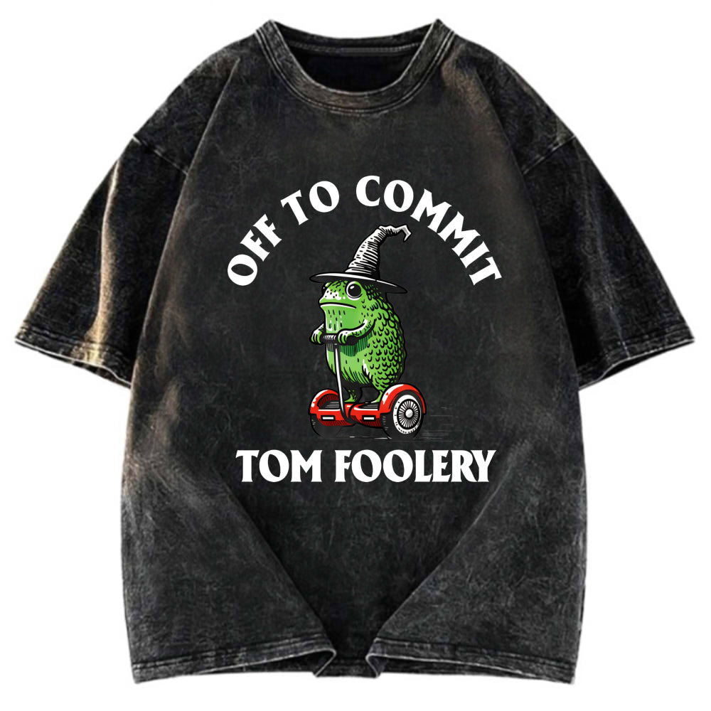 Tokyosol Off to Commit Tom Foolery Frog Meme Washed T-Shirt
