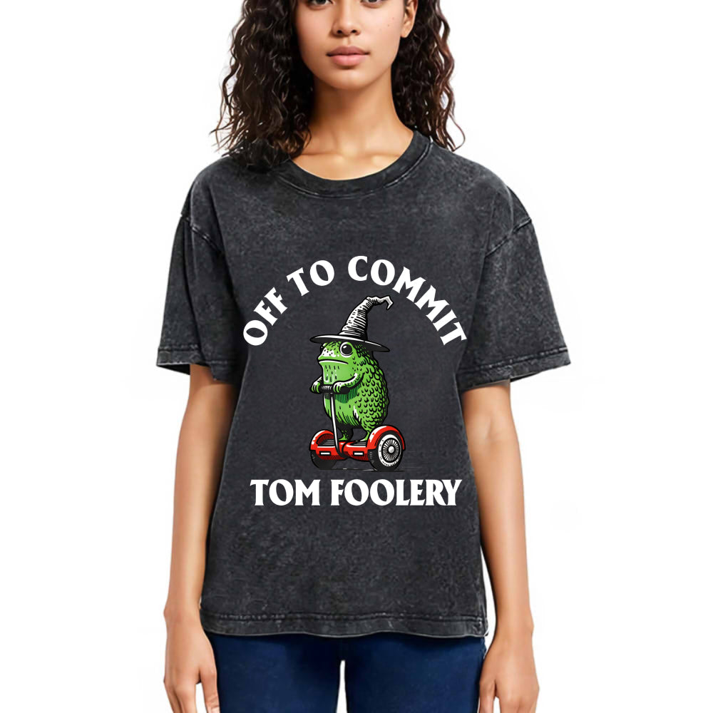 Tokyosol Off to Commit Tom Foolery Frog Meme Washed T-Shirt