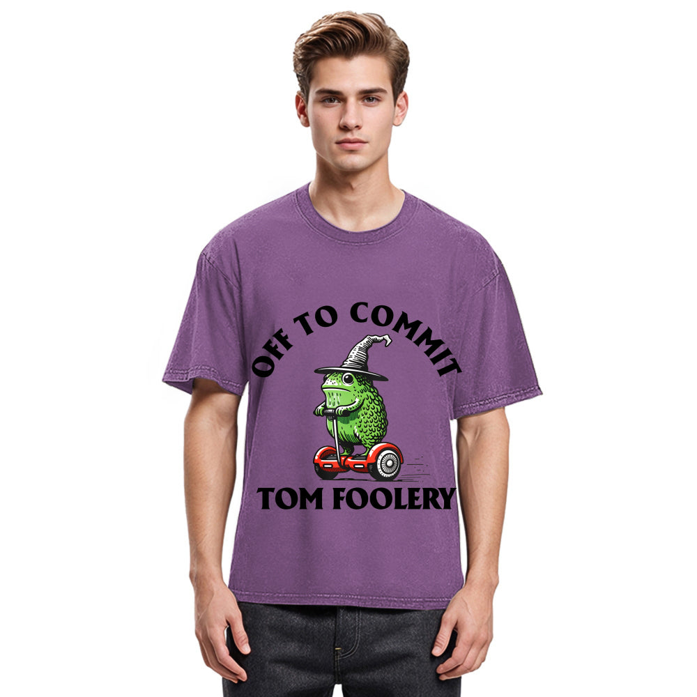 Tokyosol Off to Commit Tom Foolery Frog Meme Washed T-Shirt
