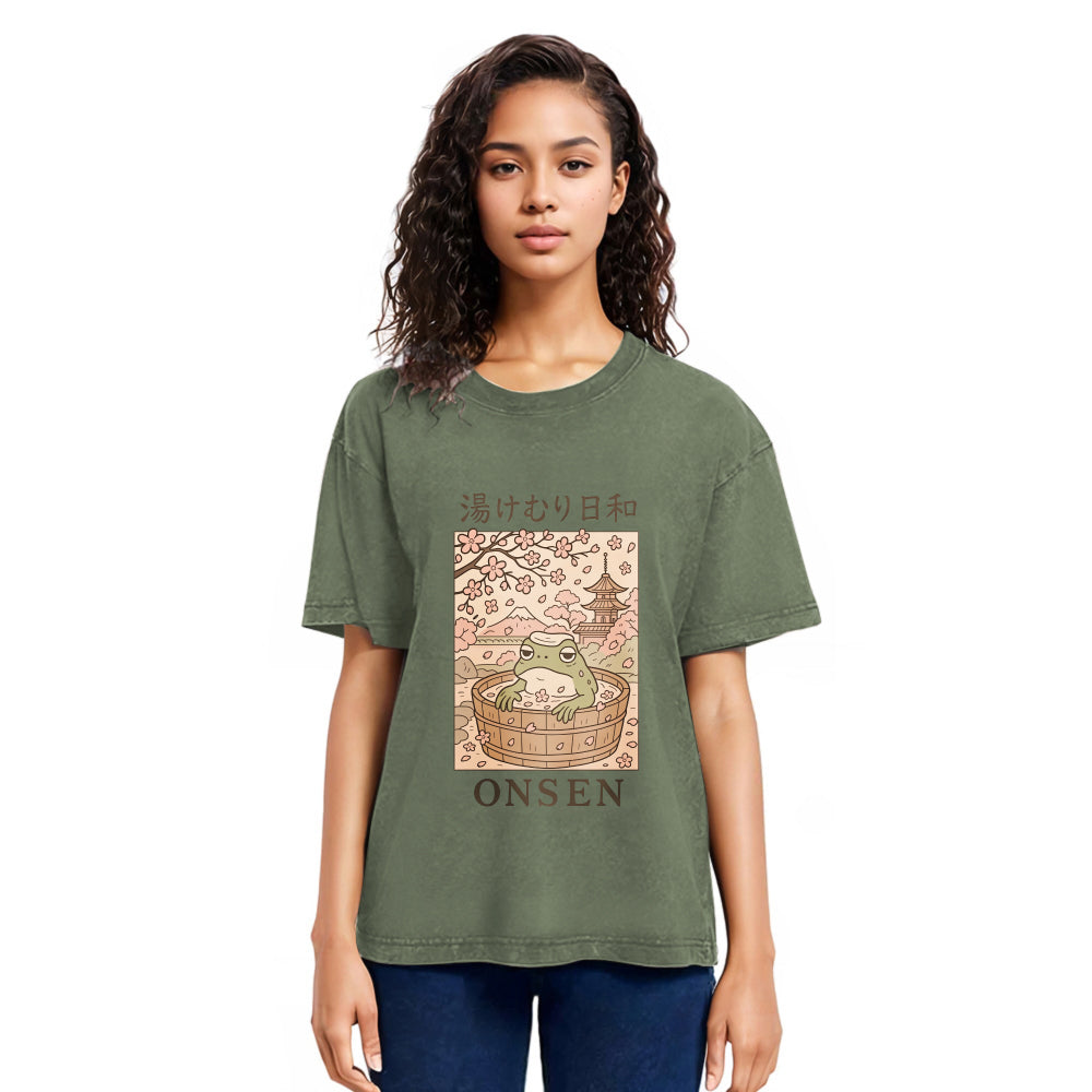 Tokyosol Onsen Frog Japanese Washed T-Shirt