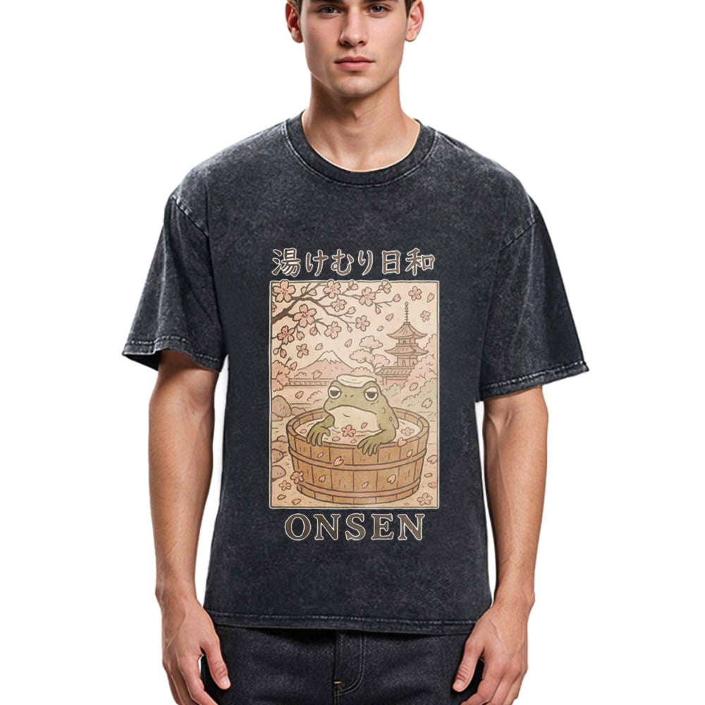 Tokyosol Onsen Frog Japanese Washed T-Shirt